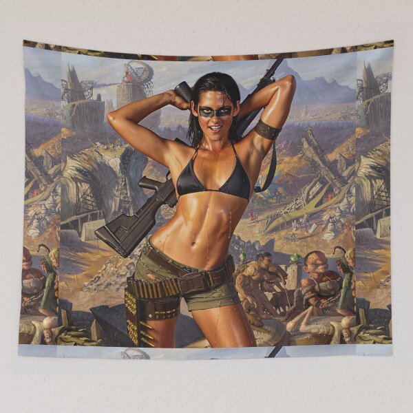 Item preview, Post Apocalyptic warrior woman resting after battle designed and sold by Vintage Designs +.