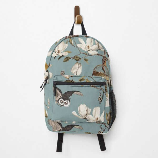 Item preview, Magnolia Grove with Owls in duck egg blue designed and sold by Delinda Graphic Studio.