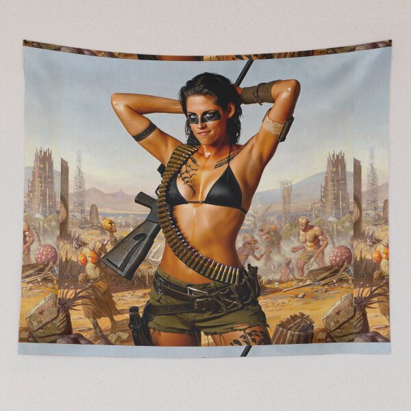 Item preview,  Post Apocalyptic warrior woman resting after battle designed and sold by Vintage Designs +.