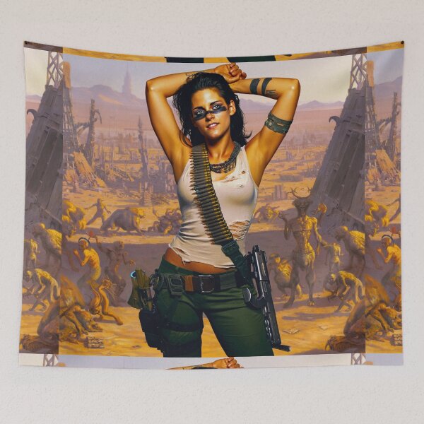 Item preview, Post Apocalyptic warrior woman resting after battle designed and sold by Vintage Designs +.