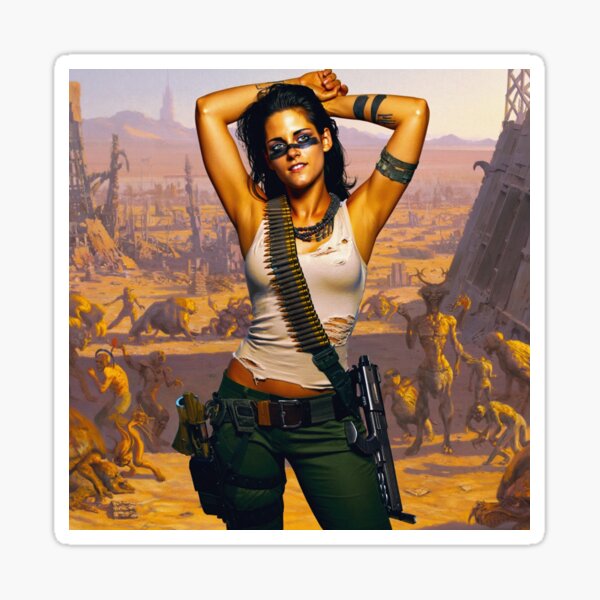 Item preview, Post Apocalyptic warrior woman resting after battle designed and sold by Vintage Designs +.
