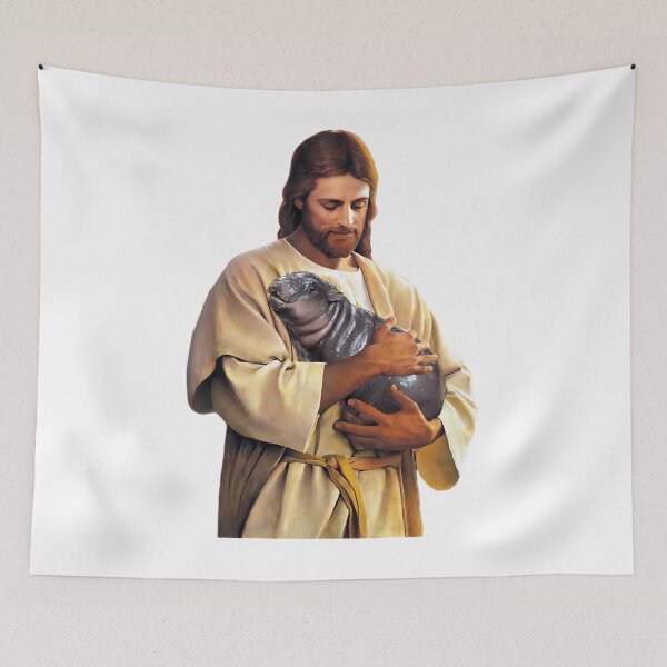 Item preview, Jesus Carrying Moo Deng designed and sold by BirdieErdman.