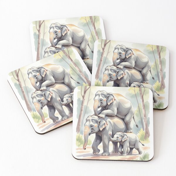 Item preview, Watercolor Elephant Family designed and sold by ArtQueen777.