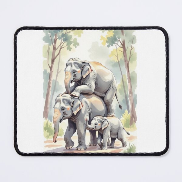 Item preview, Watercolor Elephant Family designed and sold by ArtQueen777.