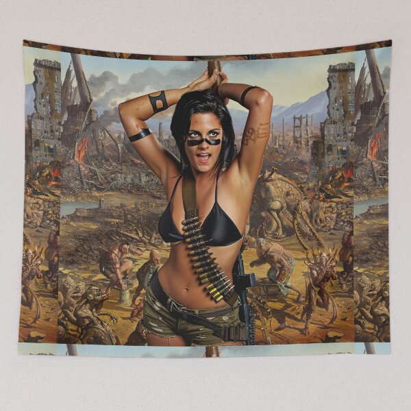 Item preview, Post Apocalyptic warrior woman resting after battle designed and sold by Vintage Designs +.