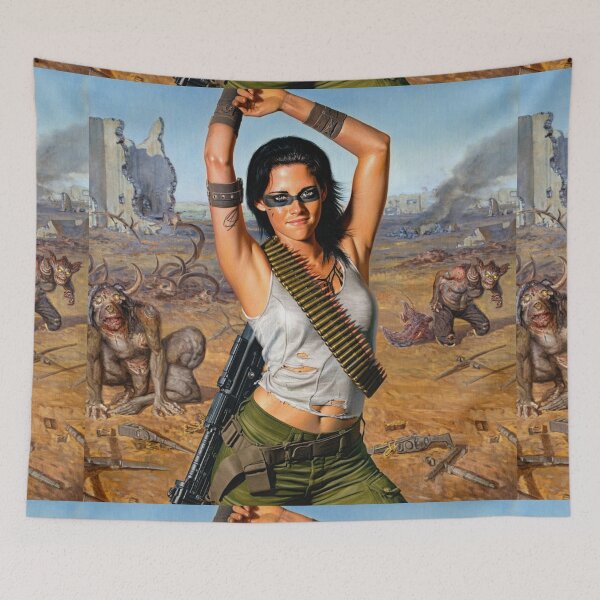 Item preview,  Apocalyptic warrior woman resting after battle designed and sold by Vintage Designs +.