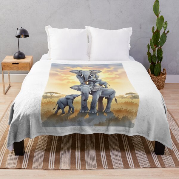 Item preview, Watercolor Elephants At Sunset designed and sold by ArtQueen777.