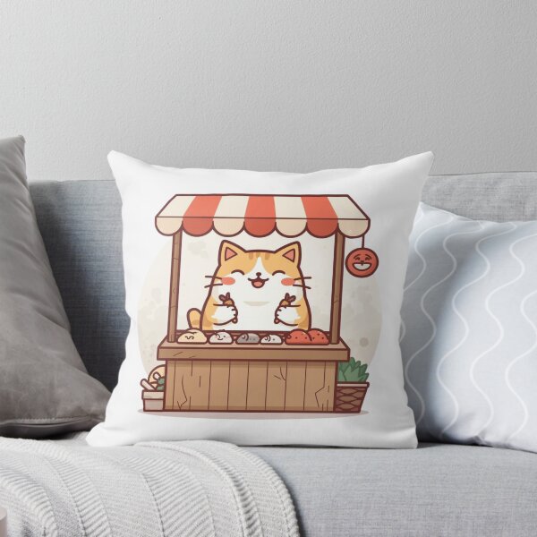 Item preview, Cute Cat Vendor with Steamed Buns Kawaii Street Food Art designed and sold by UmazDesigns.