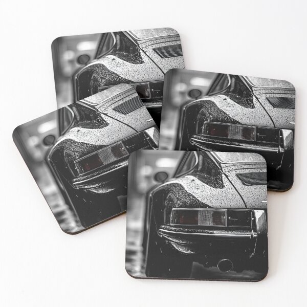 Item preview, Vintage Porsche gleaming in the rain in black and white designed and sold by Jerhus.