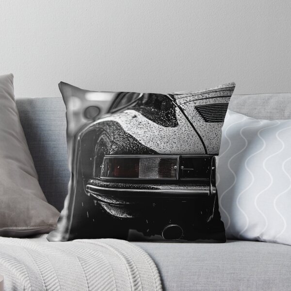 Item preview, Vintage Porsche gleaming in the rain in black and white designed and sold by Jerhus.