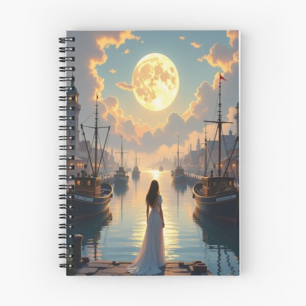 Item preview, Moonlit Harbor & Clockwork Dreams. Between tranquility, mechanics, and magic – a scene full of story vibes designed and sold by FotoworldEdel.
