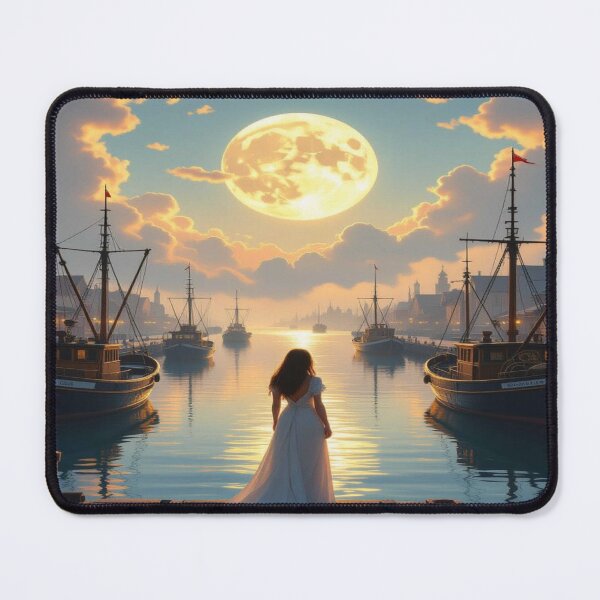 Item preview, Moonlit Harbor & Clockwork Dreams. Between tranquility, mechanics, and magic – a scene full of story vibes designed and sold by FotoworldEdel.