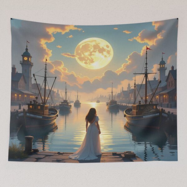 Item preview, Moonlit Harbor & Clockwork Dreams. Between tranquility, mechanics, and magic – a scene full of story vibes designed and sold by FotoworldEdel.
