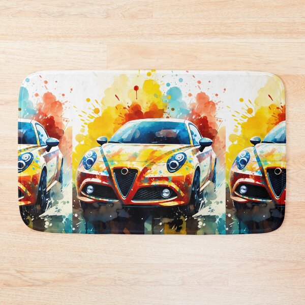 Item preview, Urban Street Art Meets Dynamic Compact Car On White Canvas designed and sold by RevUpDesign.