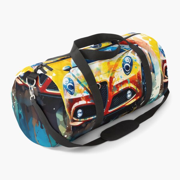 Item preview, Urban Street Art Meets Dynamic Compact Car On White Canvas designed and sold by RevUpDesign.