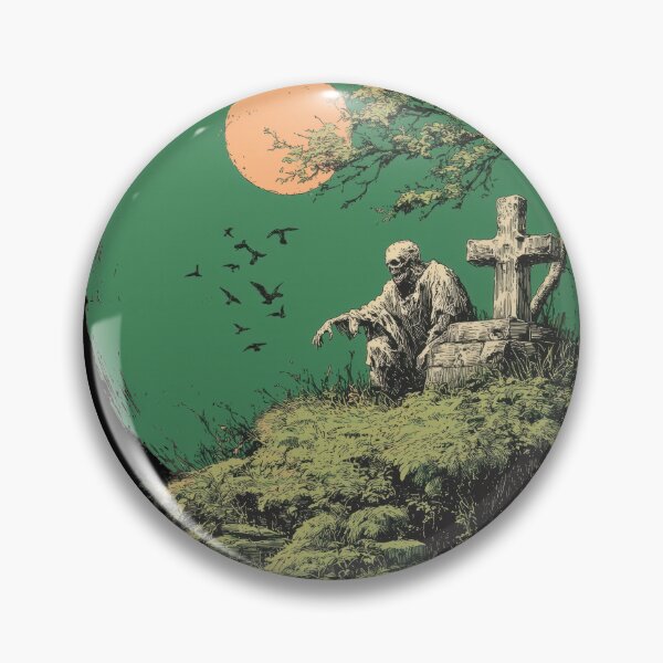Item preview, Mossy Grave Zombie — Vintage Cemetery Illustration designed and sold by AJ Lab.