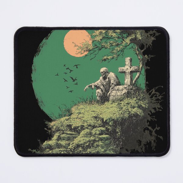 Item preview, Mossy Grave Zombie — Vintage Cemetery Illustration designed and sold by AJ Lab.
