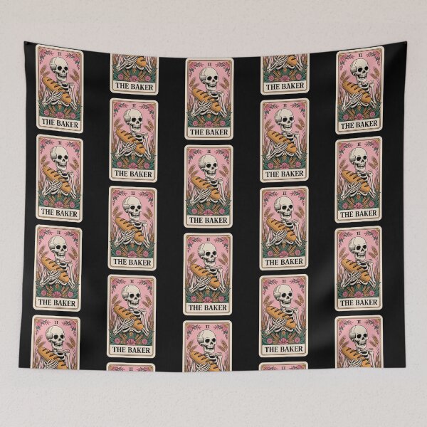 Item preview, The Baker Skeleton Holding Fresh Bread Tarot Card Design designed and sold by Blok45.