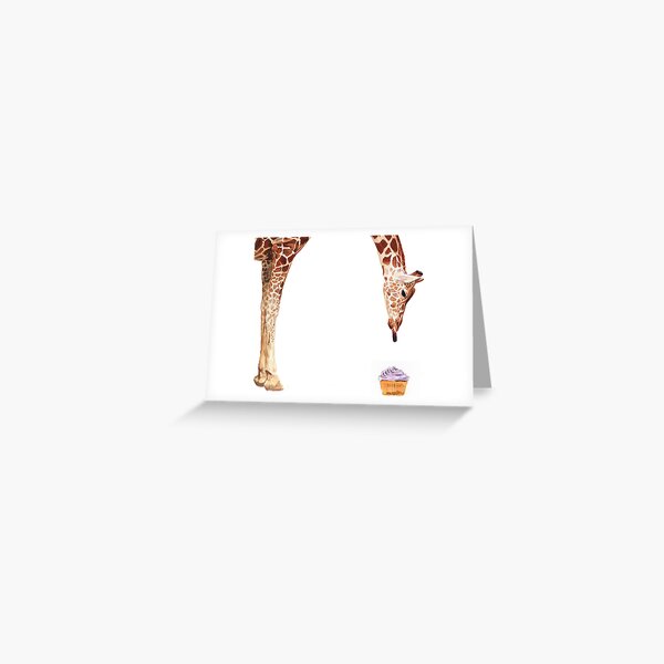 "Licker with Cupcake" Giraffe Watercolor Greeting Card
