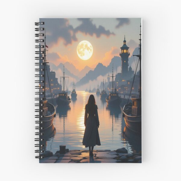 Item preview, Moonlit Harbor & Clockwork Dreams. Between tranquility, mechanics, and magic – a scene full of story vibes designed and sold by FotoworldEdel.
