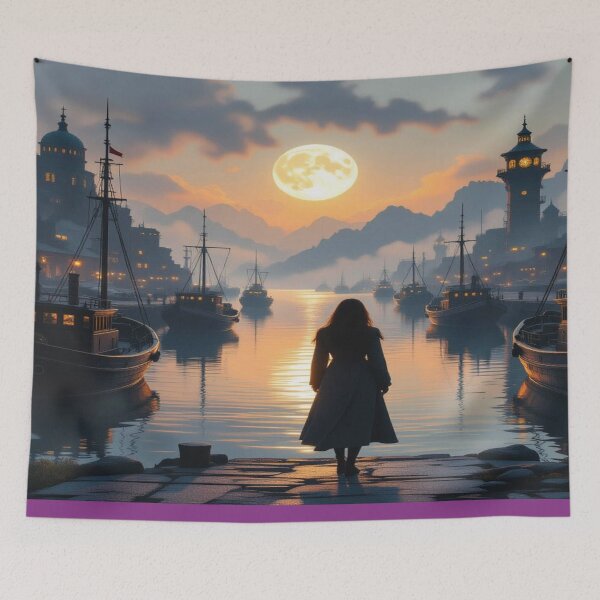 Item preview, Moonlit Harbor & Clockwork Dreams. Between tranquility, mechanics, and magic – a scene full of story vibes designed and sold by FotoworldEdel.