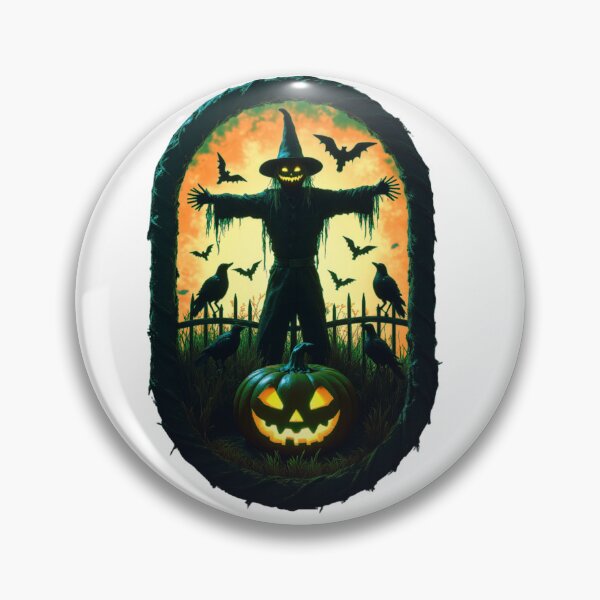 Item preview, A Sinister Scarecrow Under The Fiery Halloween Sky designed and sold by e-camelleone.