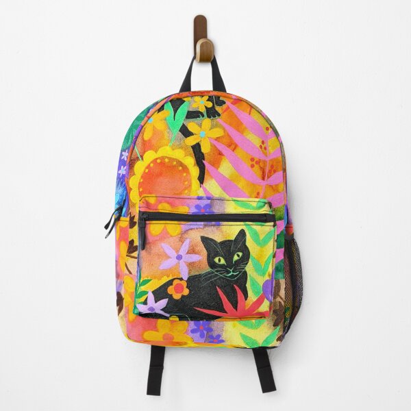 Item preview, Black Cat in the Garden, colourful botanical, designed and sold by Jess Stride.