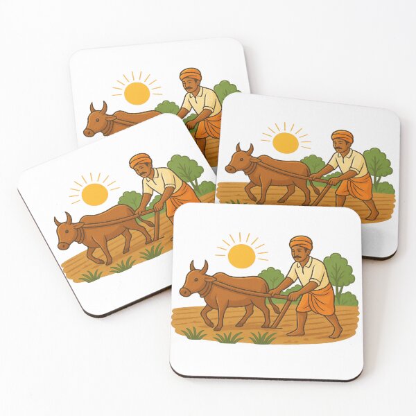 Item preview, Traditional Indian Farmer Plowing Field Art designed and sold by Zyptee.