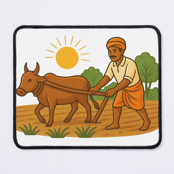 Item preview, Traditional Indian Farmer Plowing Field Art designed and sold by Zyptee.