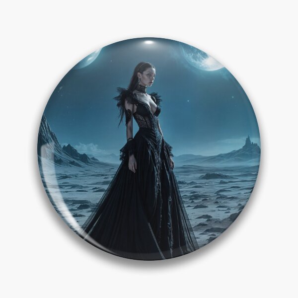 Item preview, Goth Woman in black dress with two moons  designed and sold by Dparedes45.