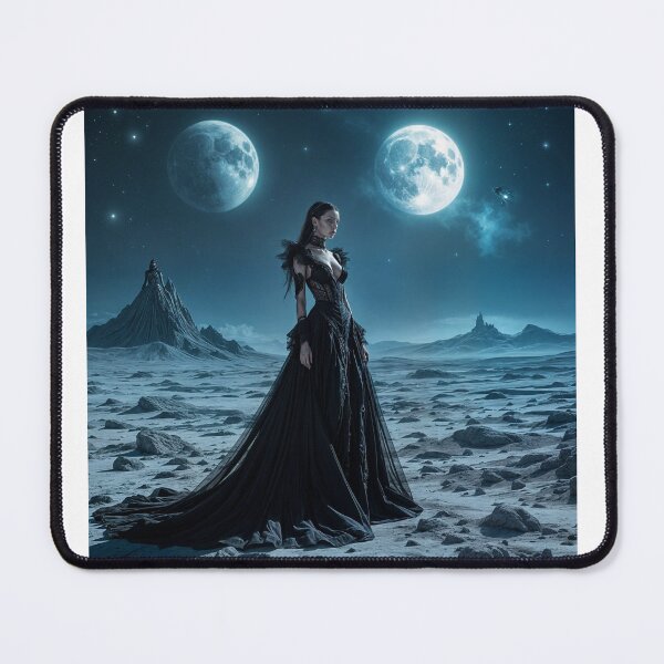 Item preview, Goth Woman in black dress with two moons  designed and sold by Dparedes45.