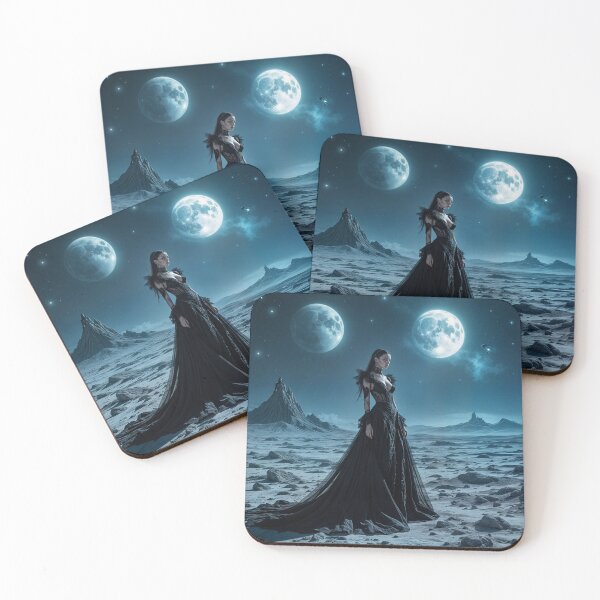 Item preview, Goth Woman in black dress with two moons  designed and sold by Dparedes45.