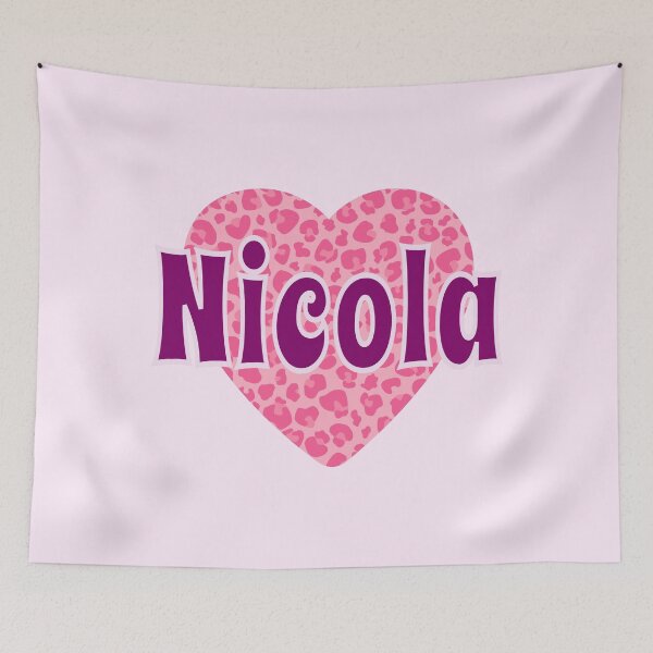 Item preview, Nicola Name Pink Leopard Heart  designed and sold by Jeallan Designs.