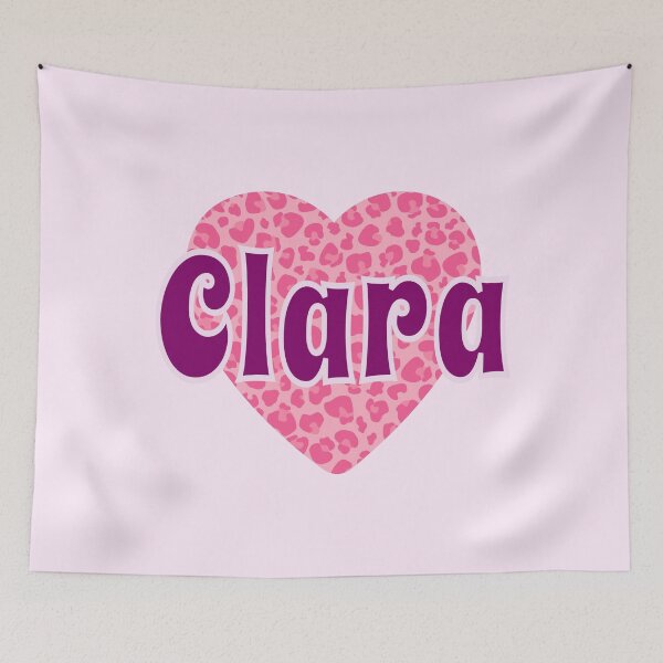 Item preview, Clara Name Pink Leopard Heart  designed and sold by Jeallan Designs.