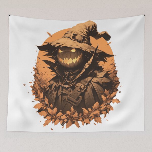 Item preview, Pumpkinhead Scarecrow — Witch Hat Halloween Portrait designed and sold by AJ Lab.