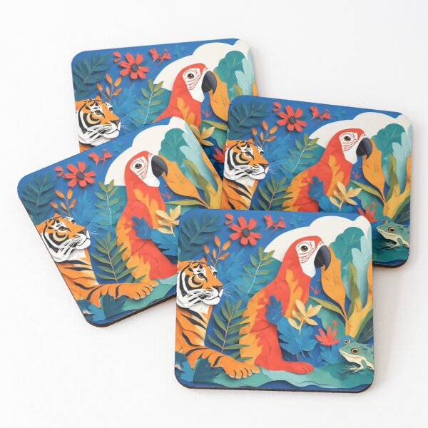 Item preview, Tropical Cut-Out Animals Abstract Collage designed and sold by yellowwpaint.