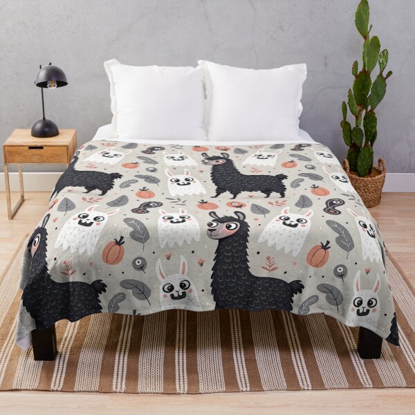 Item preview, Cute Black Llama Halloween Pattern – Spooky Cartoon pattern designed and sold by Yunasak.