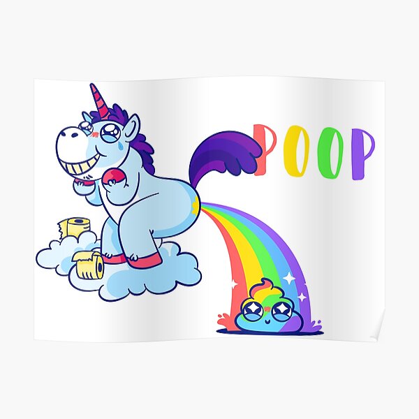 Unicorn Pooping Rainbow poop Poster