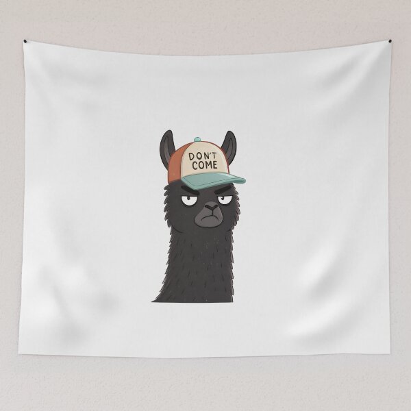 Item preview,  black llama is displeased, wearing a cap, and the inscription Don't come  designed and sold by Yunasak.