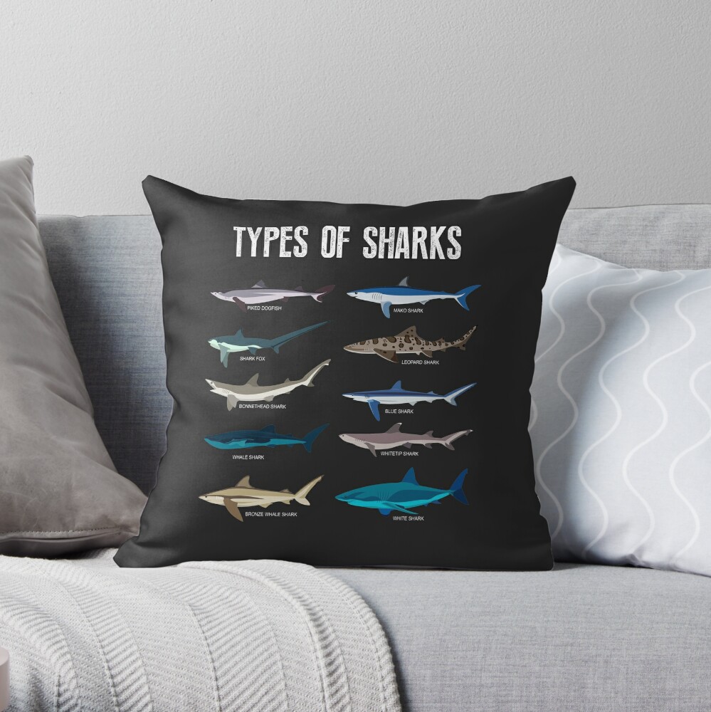 Shark Lover Gifts Gifts Lovers-Funny Sharks Make Happy Throw Pillow 16x16 Multicolor 