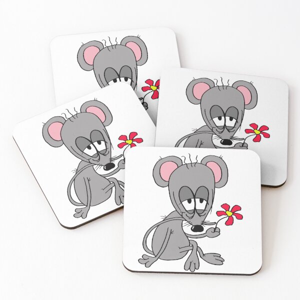 Item preview, Cute Gray Mouse with Flower – Hand-Drawn Cartoon Style designed and sold by InFrameVision.