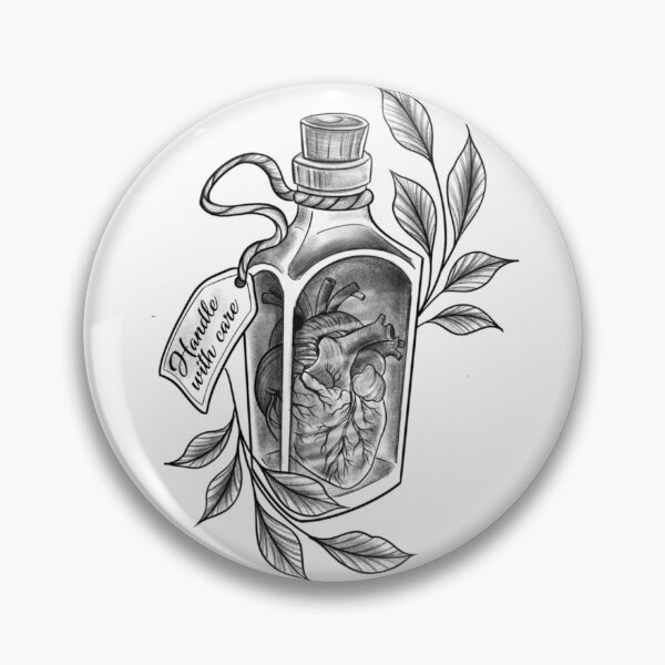 Item preview, Handle With Care – Anatomical Heart in Bottle Tattoo Illustration designed and sold by AlshaayArt.