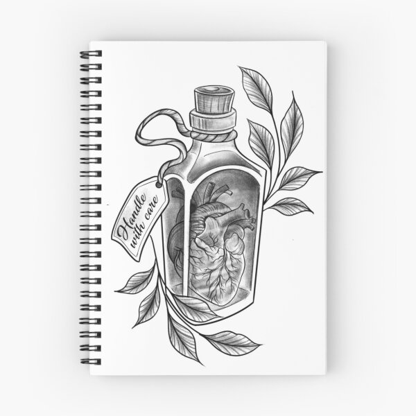 Item preview, Handle With Care – Anatomical Heart in Bottle Tattoo Illustration designed and sold by AlshaayArt.