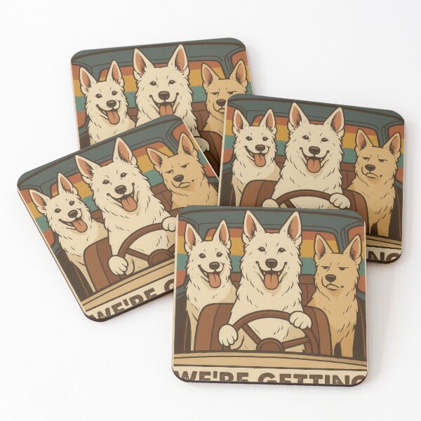 Item preview, Retro Swiss Shepherd Dogs Driving Poster designed and sold by Flying Doggo.