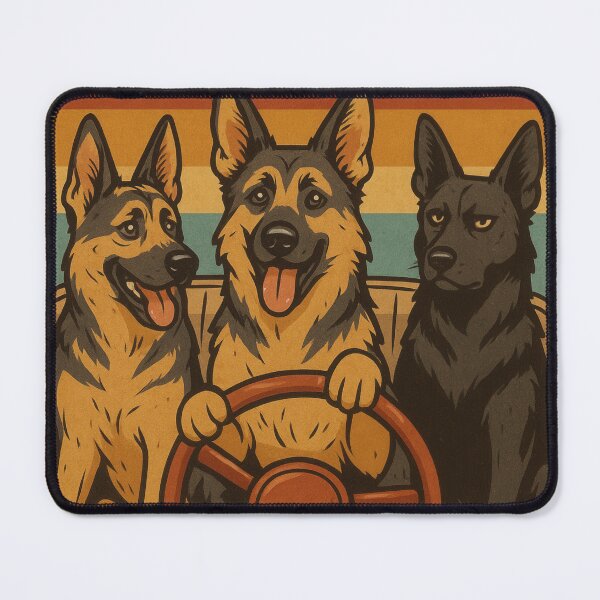 Item preview, Retro German Shepherds Pizza Run Poster designed and sold by Flying Doggo.