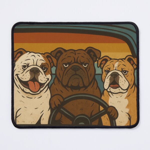 Item preview, Retro English Bulldogs Hotdog Run Poster designed and sold by Flying Doggo.