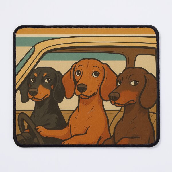 Item preview, Retro Dachshunds Sausage Run Poster designed and sold by Flying Doggo.