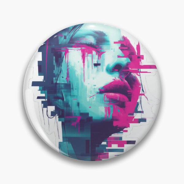 Item preview, A Surreal neon face with glitch effects in pink and cyan designed and sold by DadGenX.