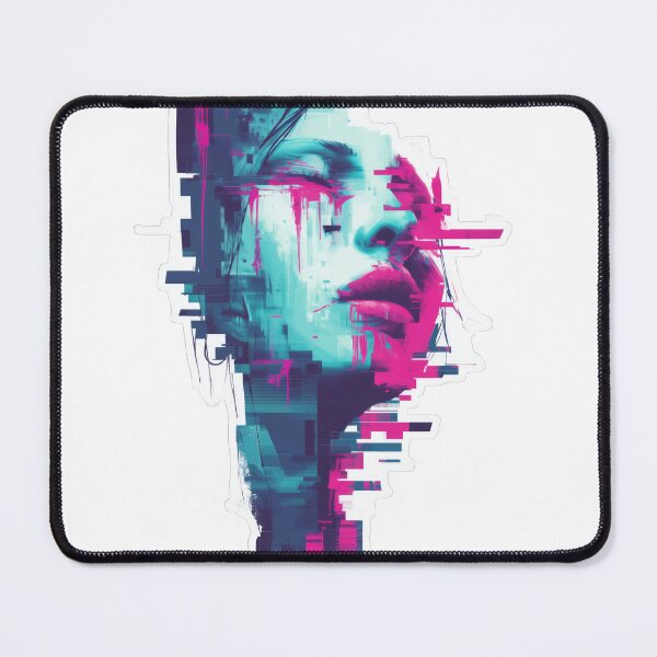 Item preview, A Surreal neon face with glitch effects in pink and cyan designed and sold by DadGenX.