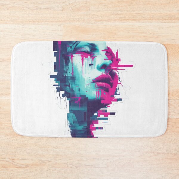 Item preview, A Surreal neon face with glitch effects in pink and cyan designed and sold by DadGenX.